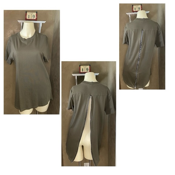 H&M Men’s T-shirt with a Asymmetric Zipper Shirt khaki green size S - Picture 2 of 12